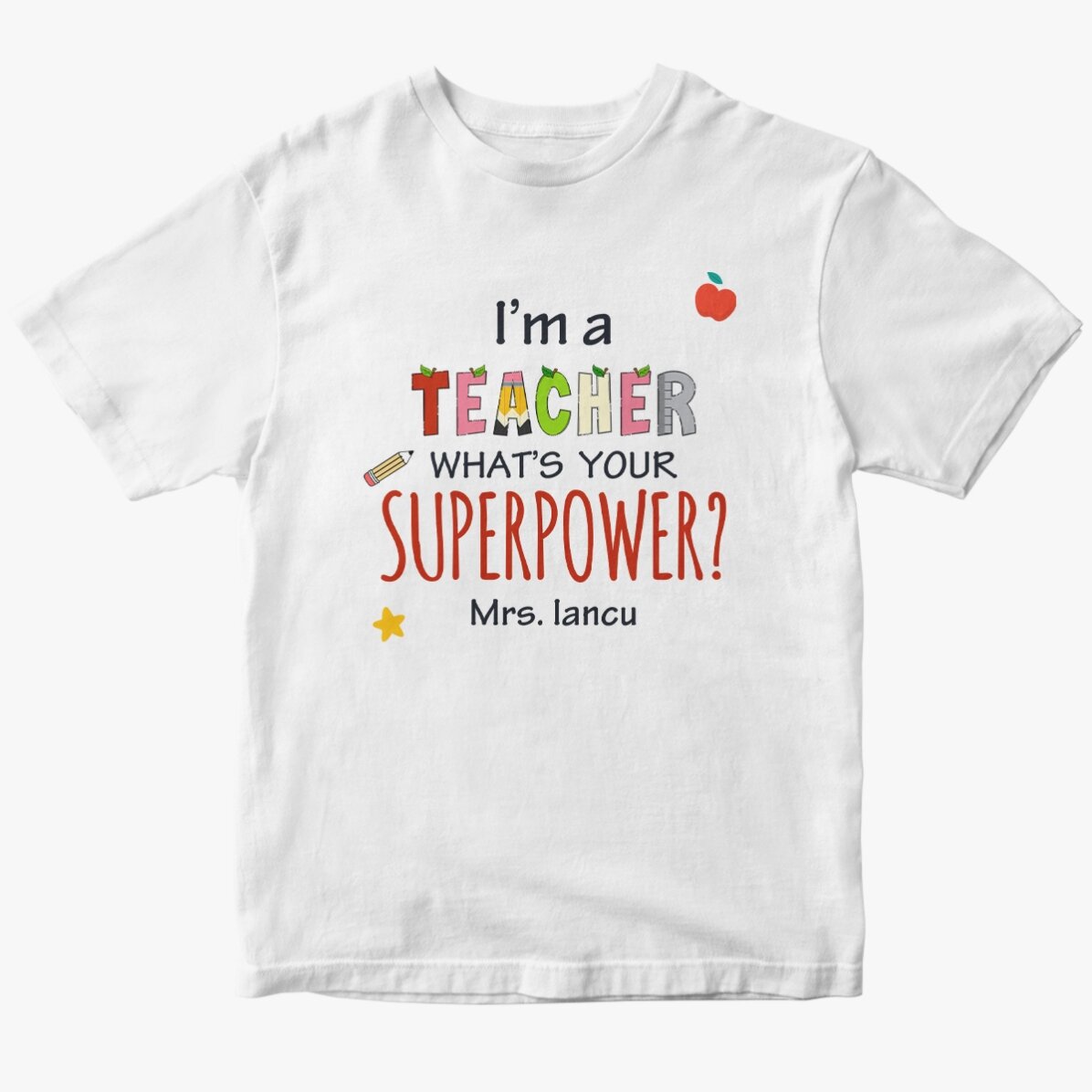 Персонализирана памучна тениска с текст - Superpower