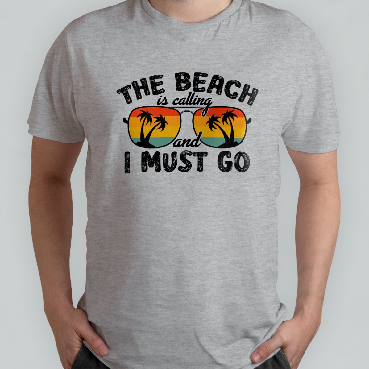 Tricou din bumbac personalizat cu text - The beach is calling