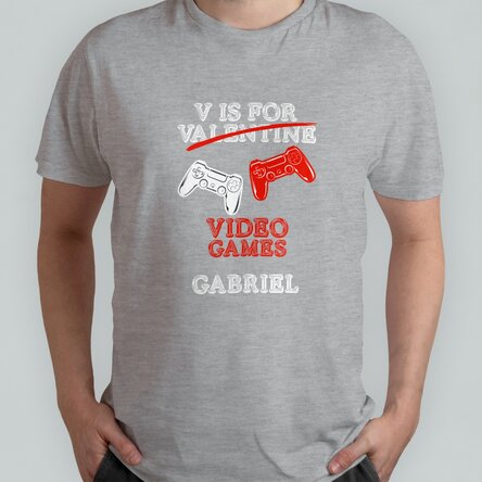 Tricou din bumbac personalizat cu text - V is for Video Games