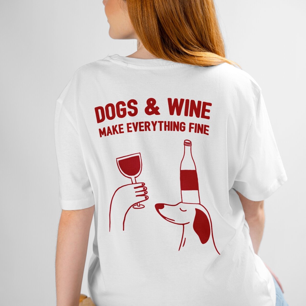 Персонализирана памучна тениска с надпис - Wine