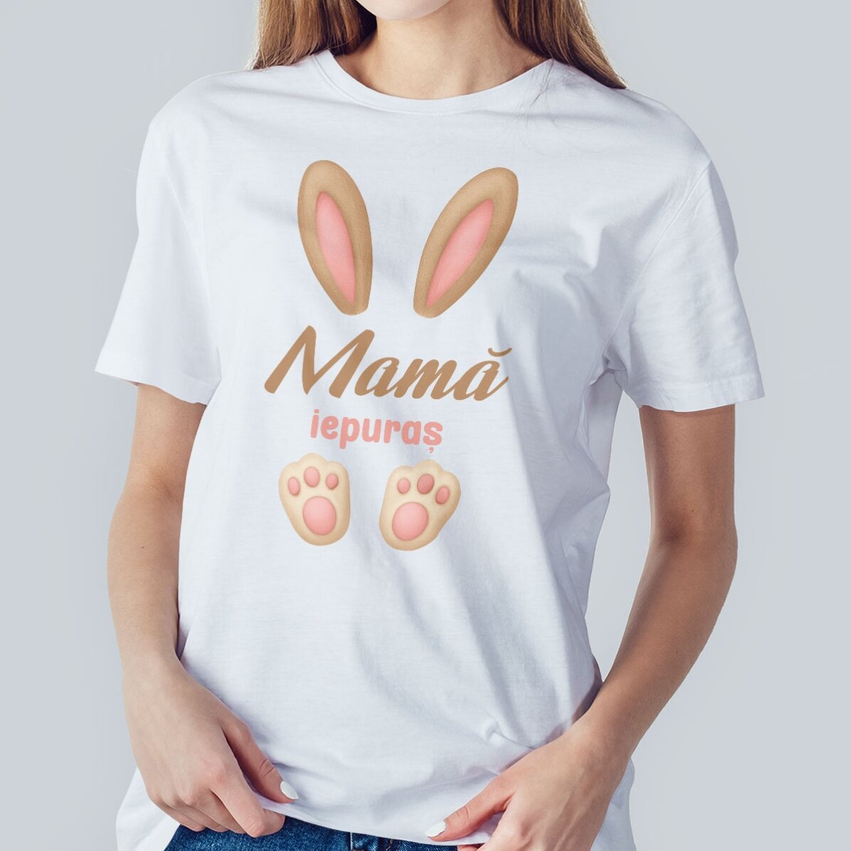 Tricou din bumbac personalizat de Paște - Bunny ears