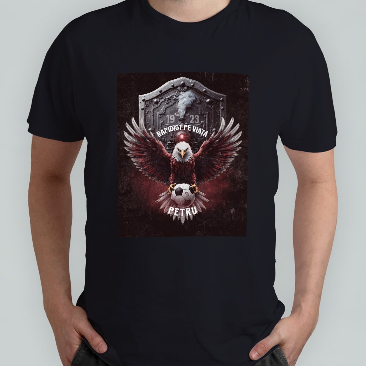 Tricou din bumbac personalizat FC Rapid - Scutul rapidistului