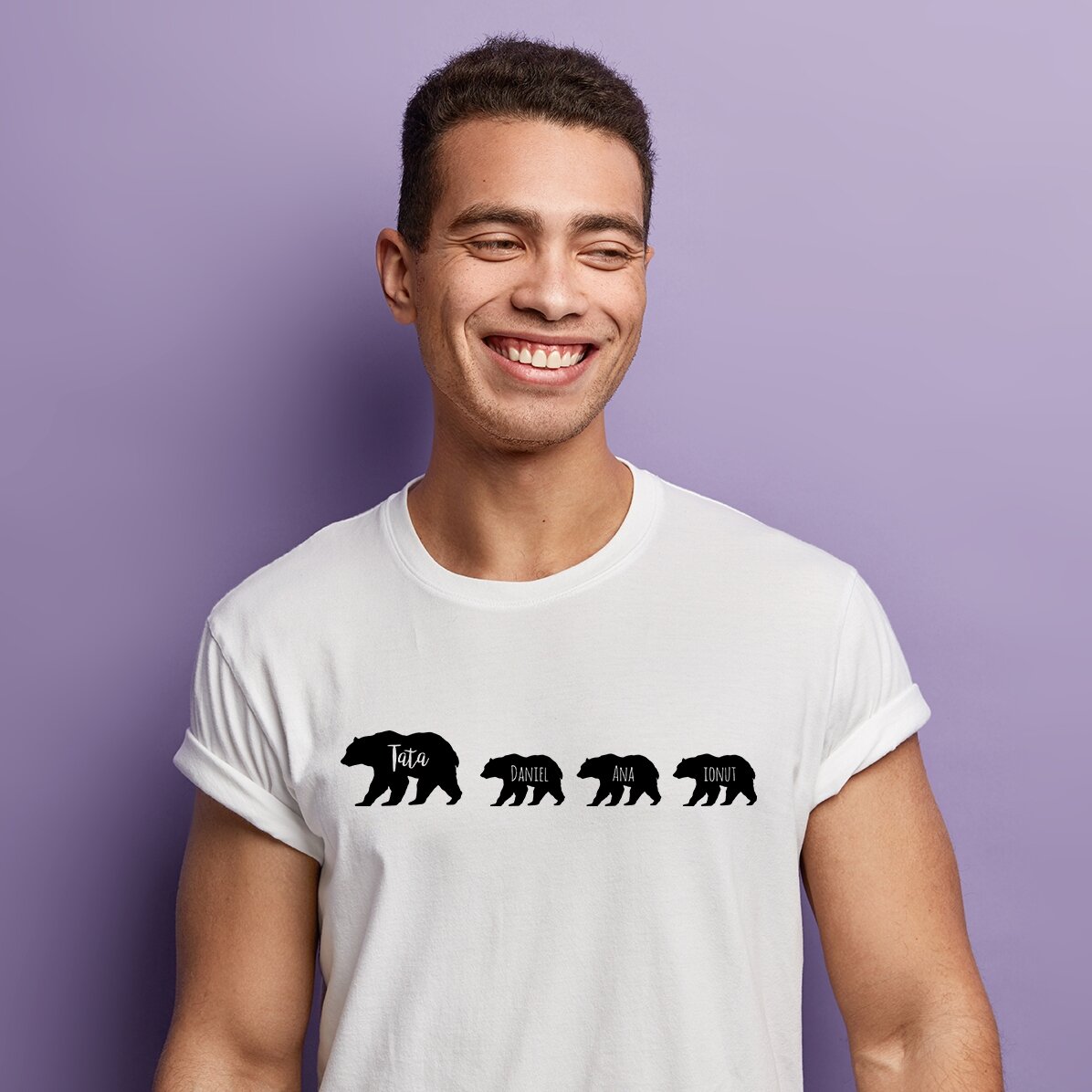 Tricou personalizat cu text - Urs și 3 puiuți