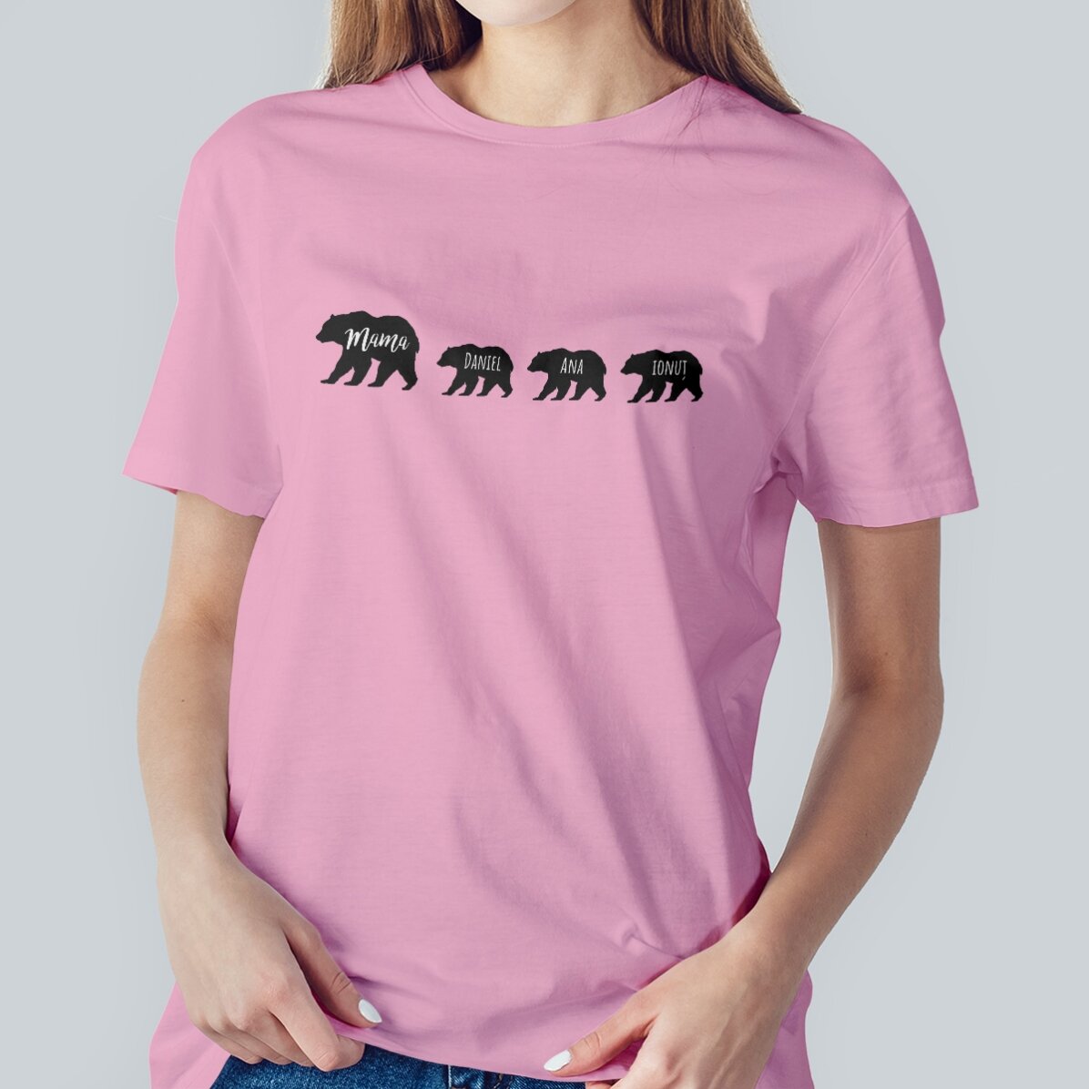 Tricou personalizat cu text - Urs și 3 puiuți