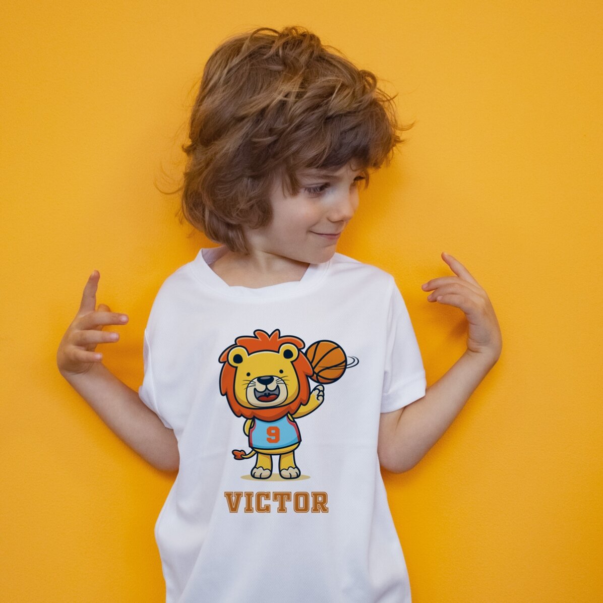 Tricou sport pentru copii personalizat cu text - Basket