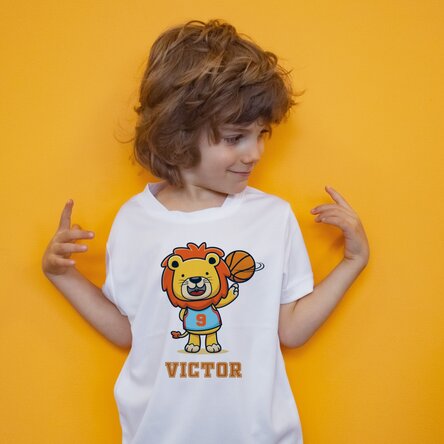 Tricou sport pentru copii personalizat cu text - Basket