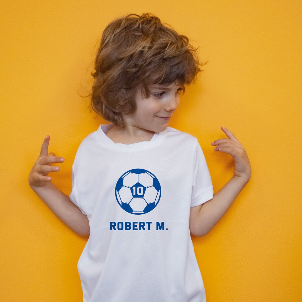 Tricou sport pentru copii personalizat cu text - Minge de fotbal