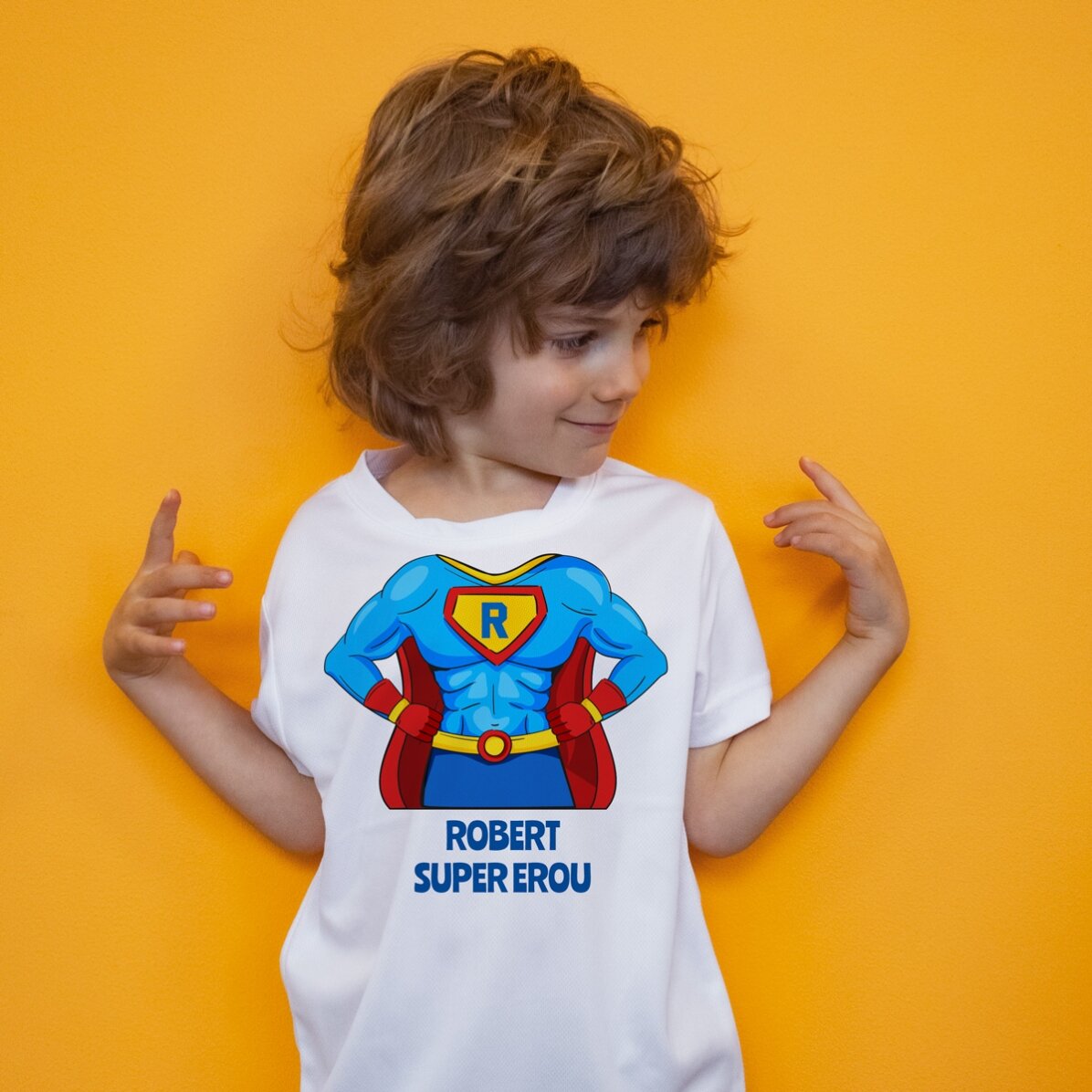 Tricou sport pentru copii personalizat cu text - Super erou