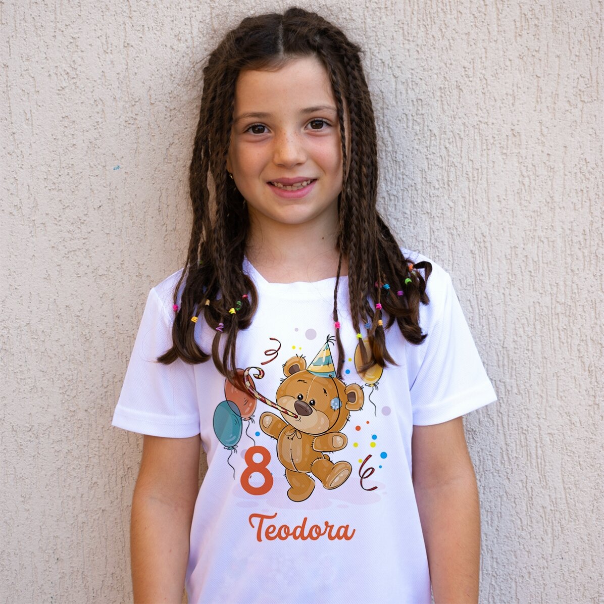 Tricou sport pentru copii personalizat cu vârstă și nume - Zi de naștere