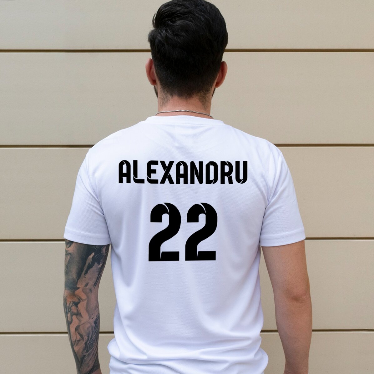 Tricou sport personalizat pe spate cu nume și număr - model fotbal