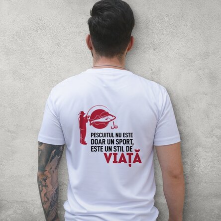 Tricou sport personalizat pe spate cu text - Pescuit