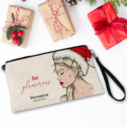 Trusă make-up personalizată cu text Glamorous Christmas