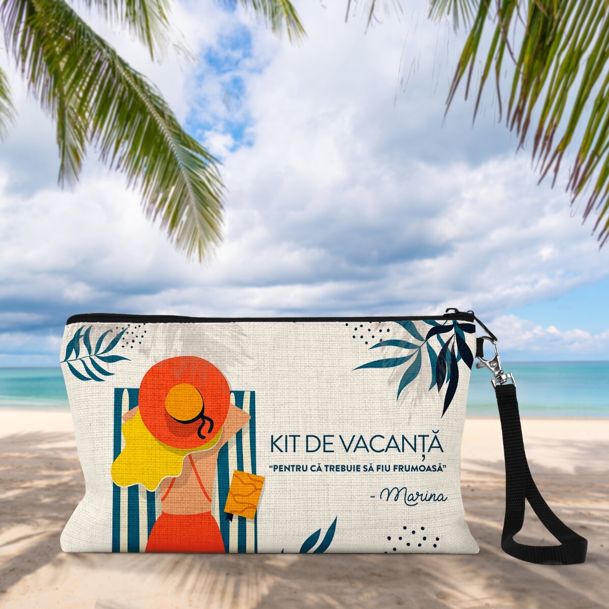 Trusă make-up personalizată cu text - Kit de vacanță