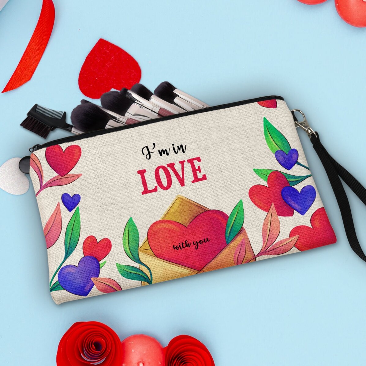 Trusă makeup personalizată cu text - In LOVE