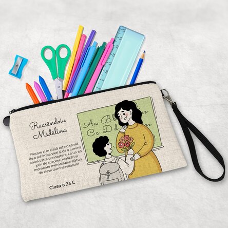 Trusă pentru școală personalizată cu text - Doamna învățătoare