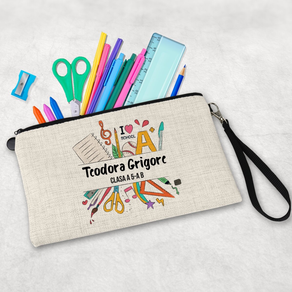 Trusă pentru școală personalizată cu text -  Back to school