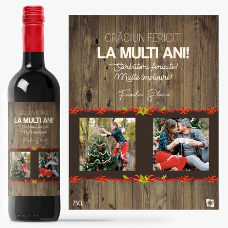 Vin personalizat cu 2 poze - model de Crăciun