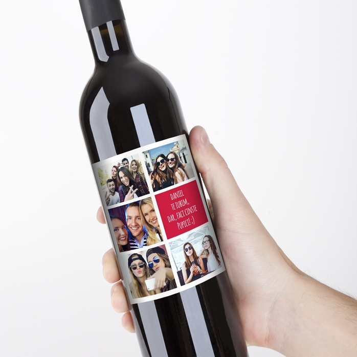 Vin personalizat cu 5 poze și text