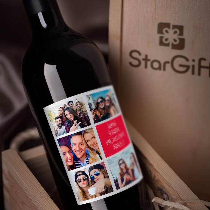 Vin personalizat cu 5 poze și text