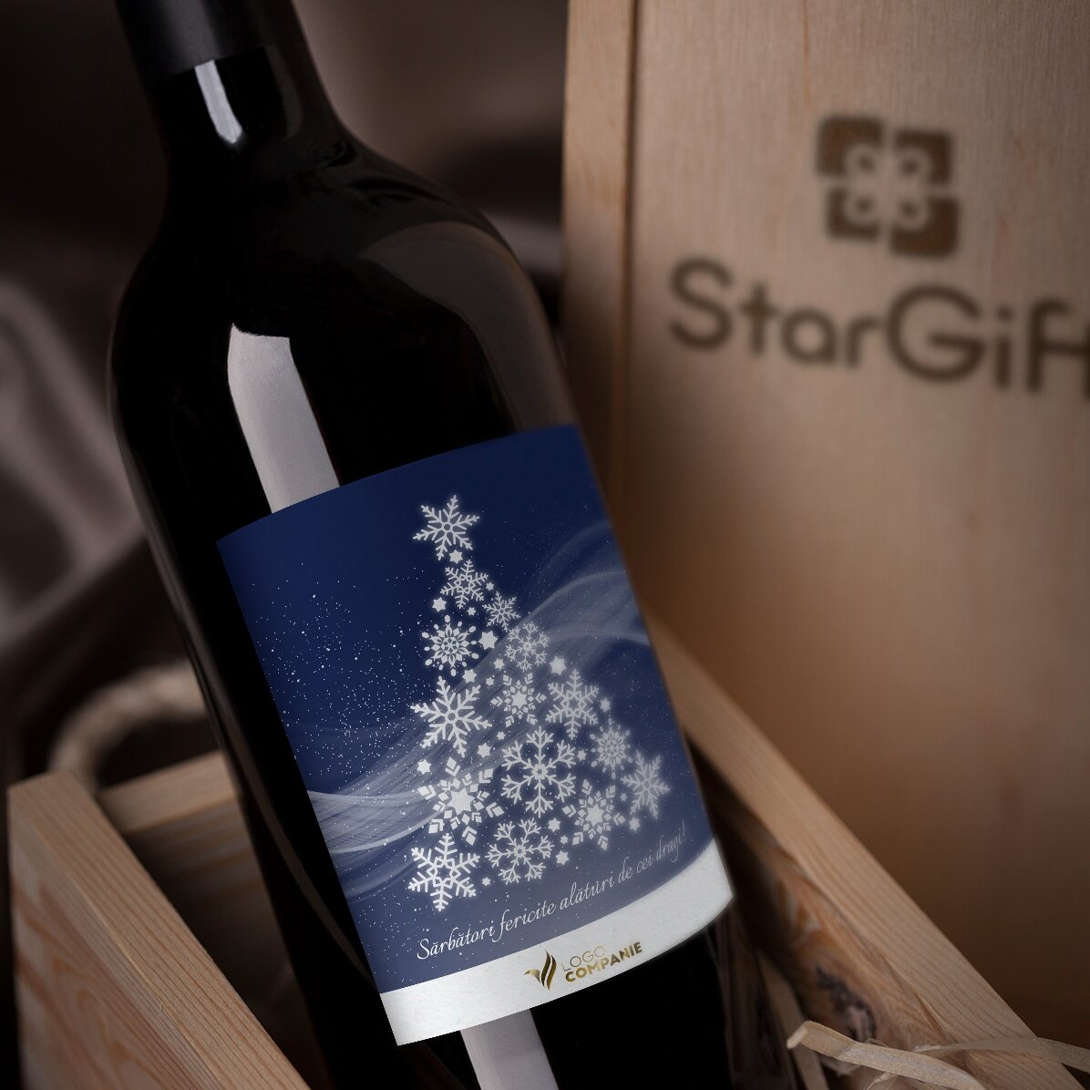 Vin personalizat cu logo și mesaj - Crăciun fericit!