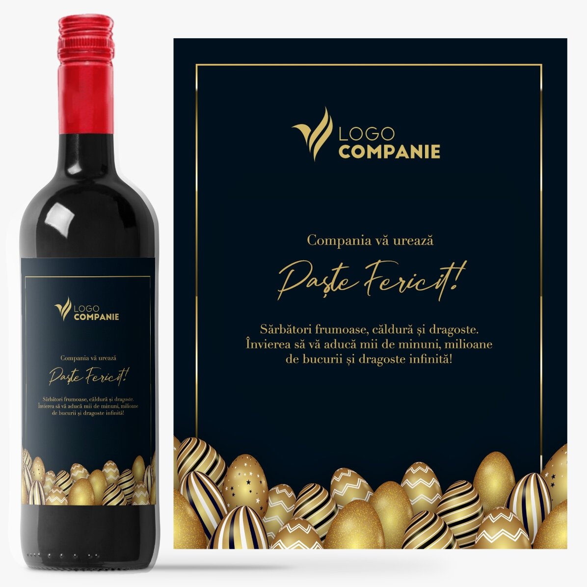 Vin personalizat cu logo și text pentru Paște