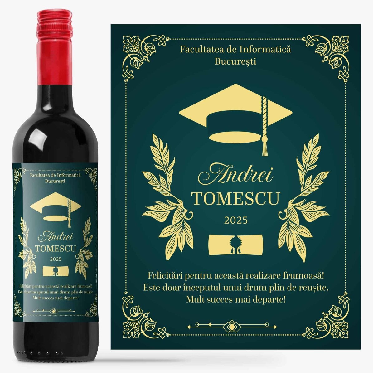 Vin personalizat cu mesaj - Absolvent