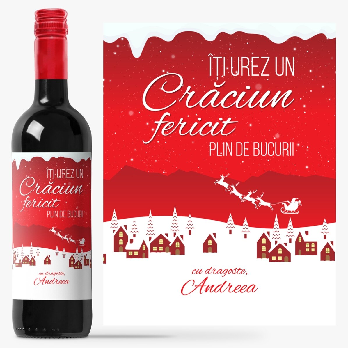 Vin personalizat cu mesaj - Magia sărbătorilor 