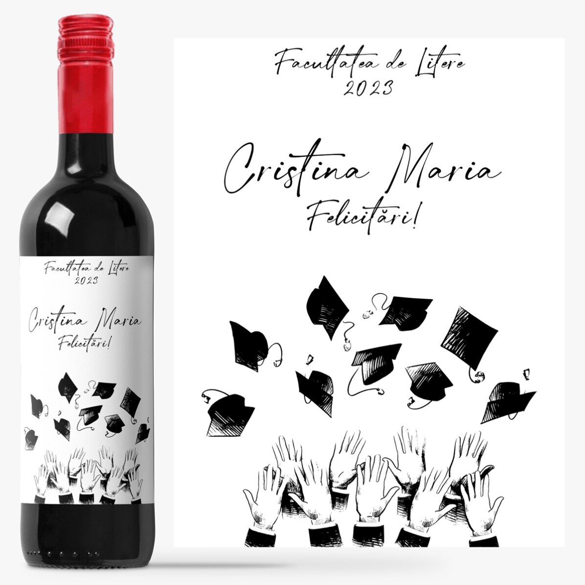 Vin personalizat cu mesaj - Ceremonie de absolvire