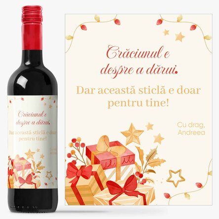 Vin personalizat cu mesaj - Crăciunul e despre a dărui