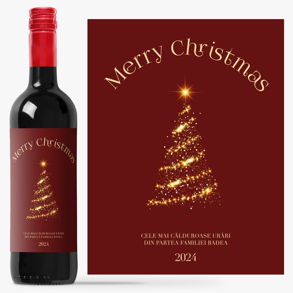 Vin personalizat cu mesaj de Căciun - Christmas Tree