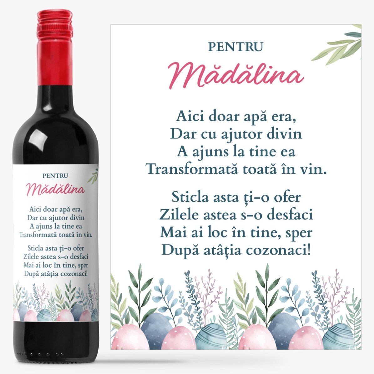 Vin personalizat cu mesaj de Paște x Flick