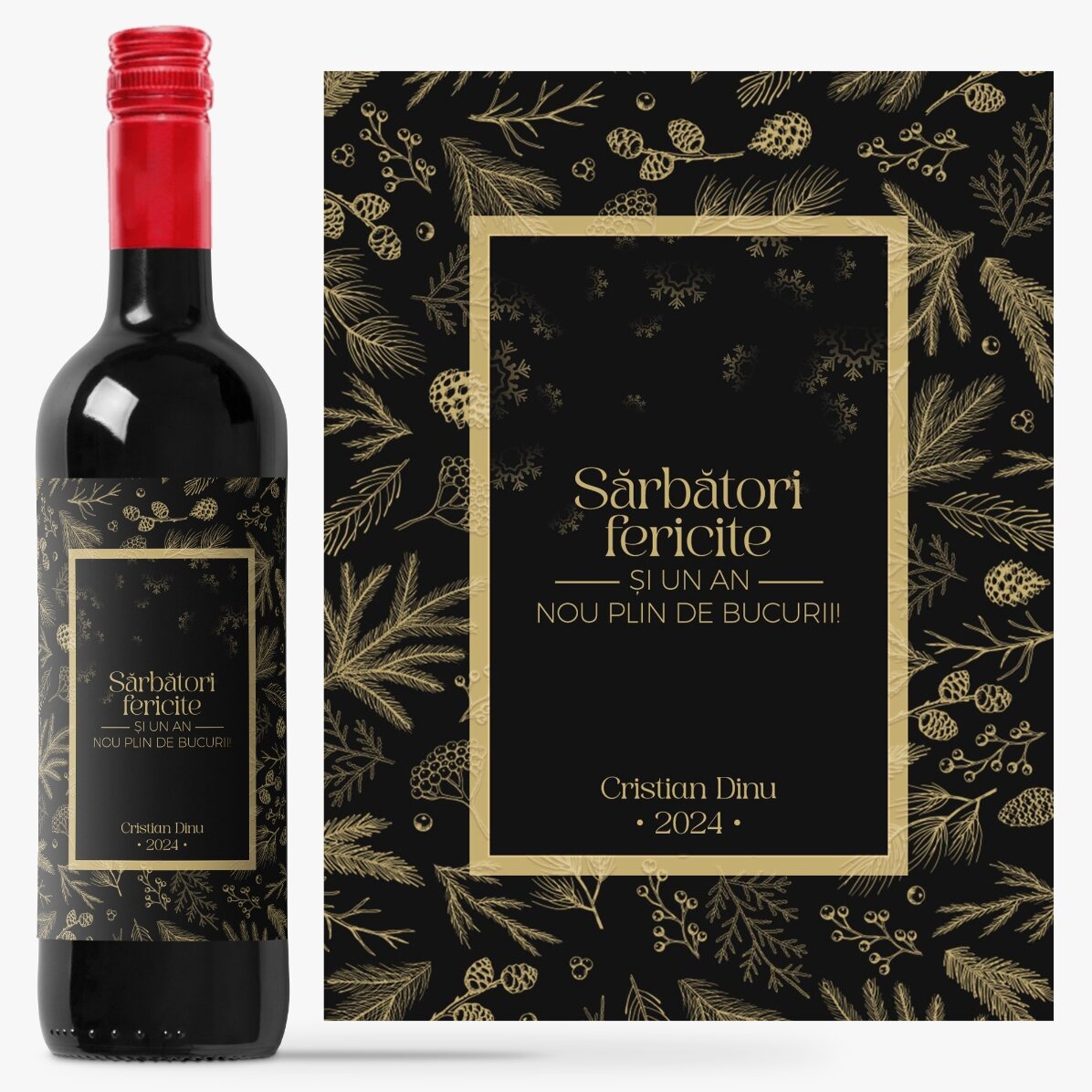 Vin personalizat cu mesaj - Elegant Christmas