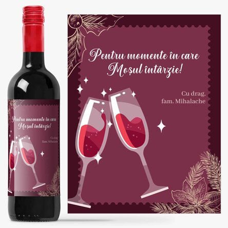 Vin personalizat cu mesaj - Momente de Crăciun