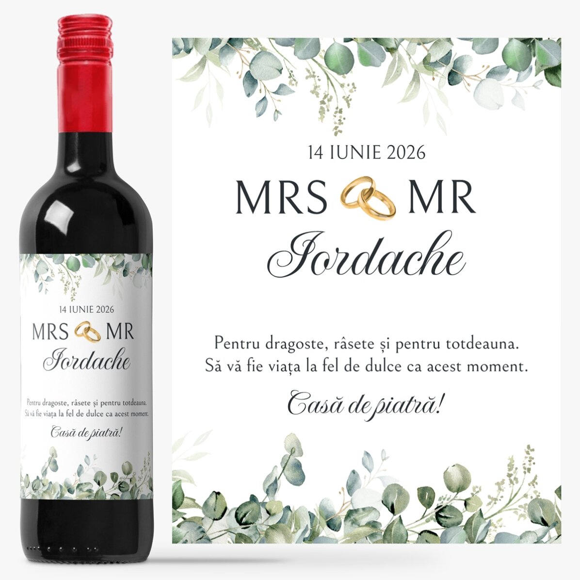 Вино с персонализирано послание – „Mrs & Mr“