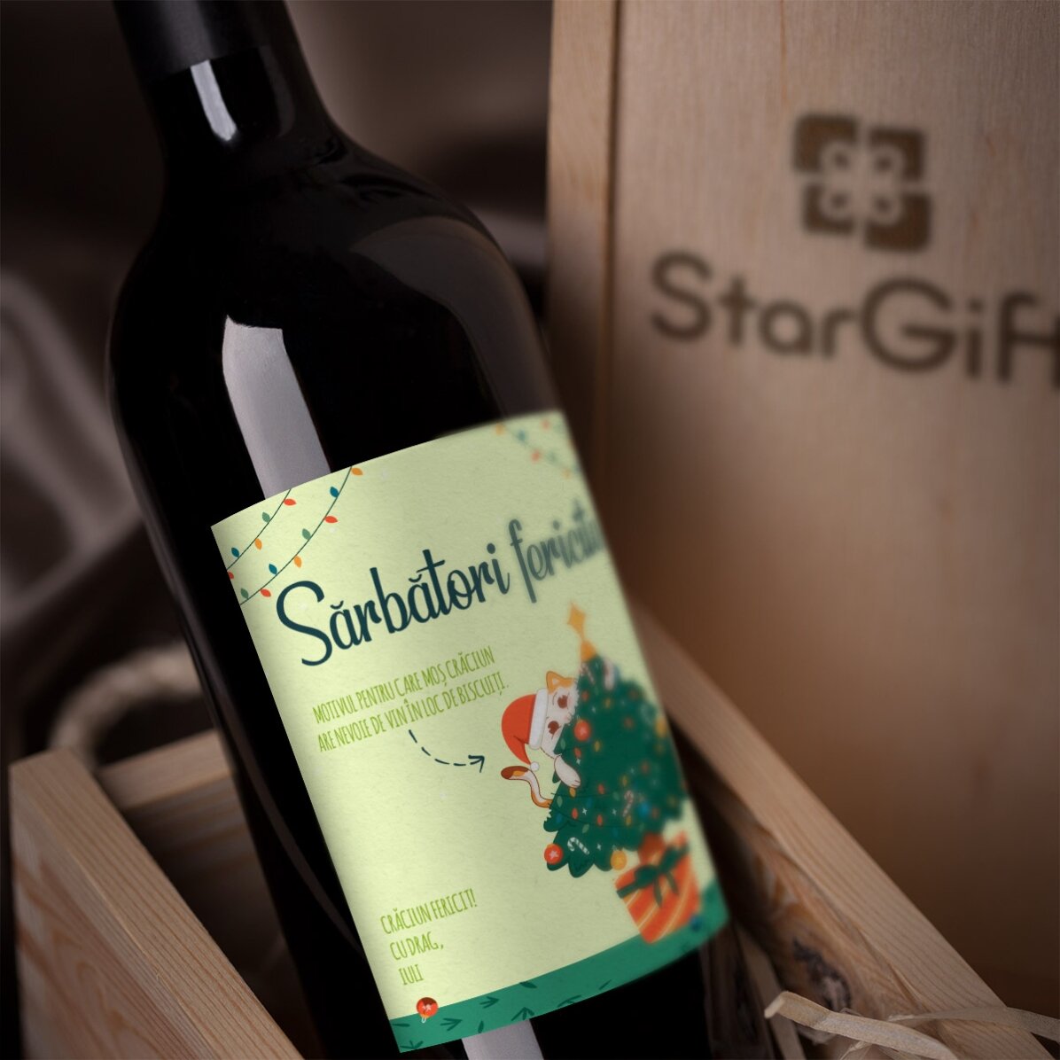 Vin personalizat cu mesaj - Pisica Grinch