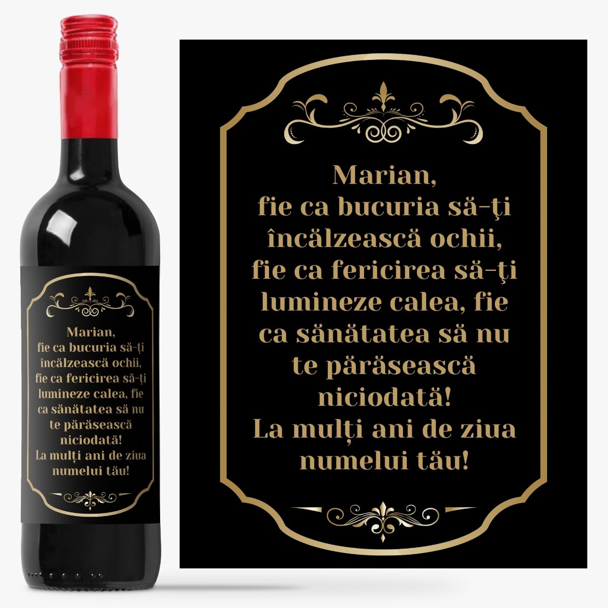 Vin personalizat cu mesaj