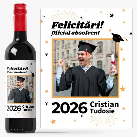 Персонализирано вино с фотография и текст - Официален абсолвент