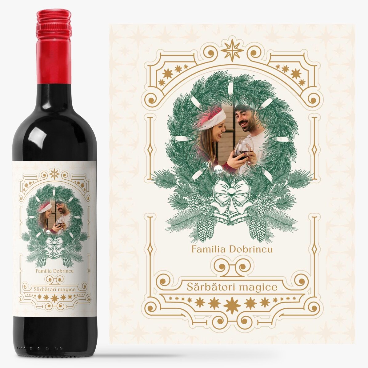 Vin personalizat cu poză și mesaj - Magia sărbătorilor