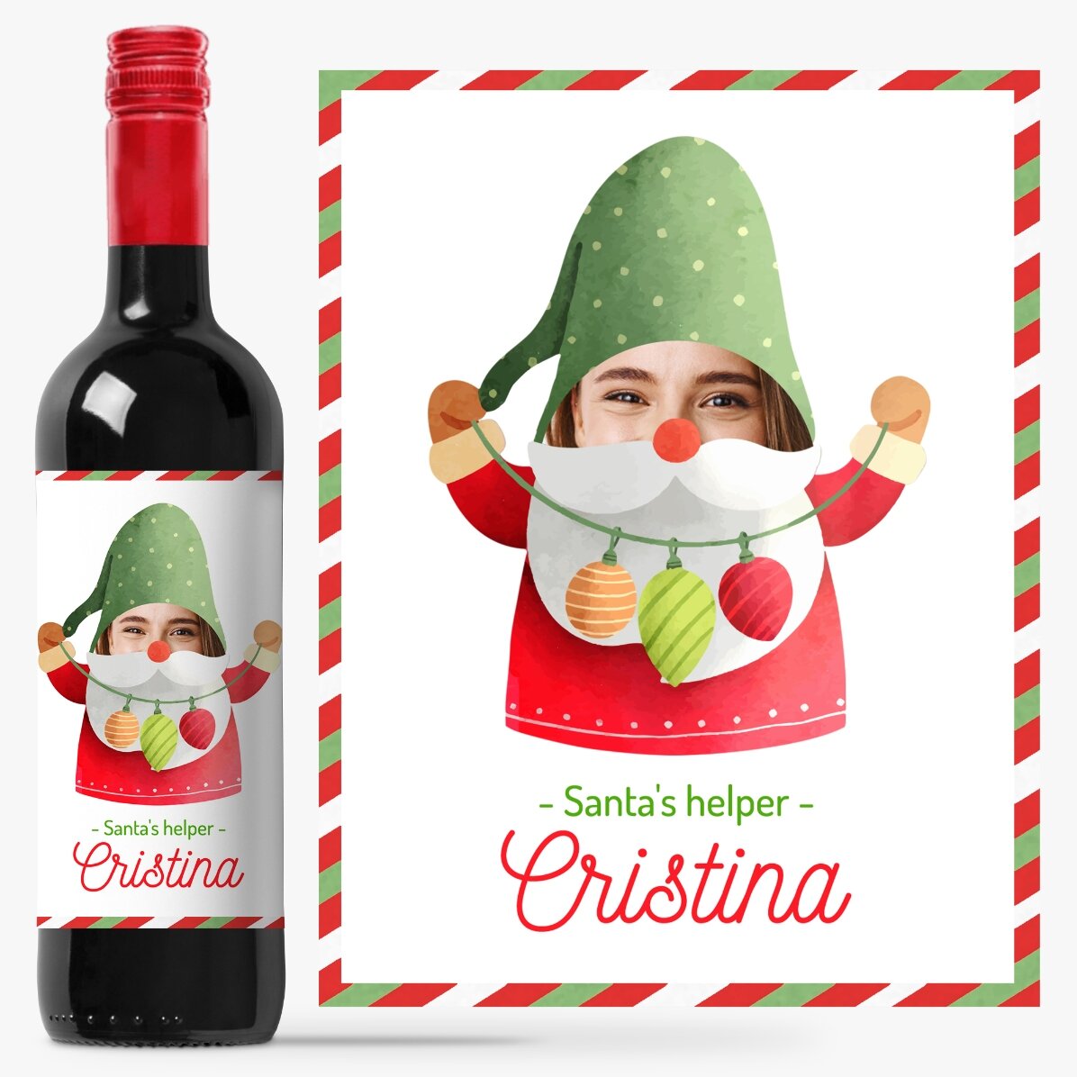 Vin personalizat cu poză și mesaj - Santa