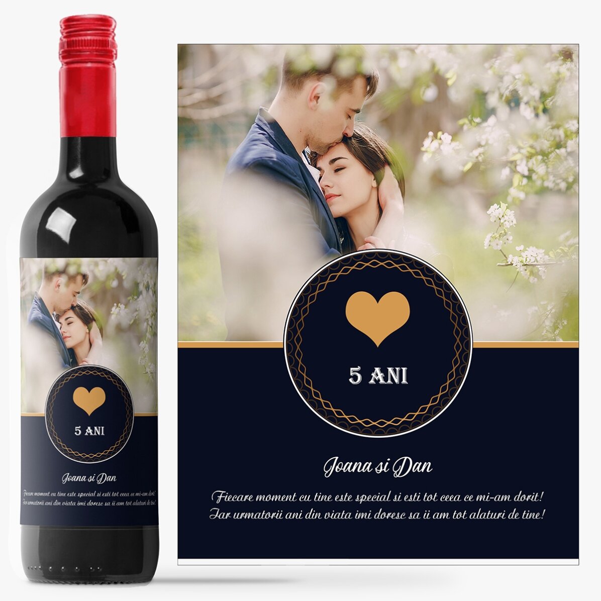 Vin personalizat cu poză și text - Momente