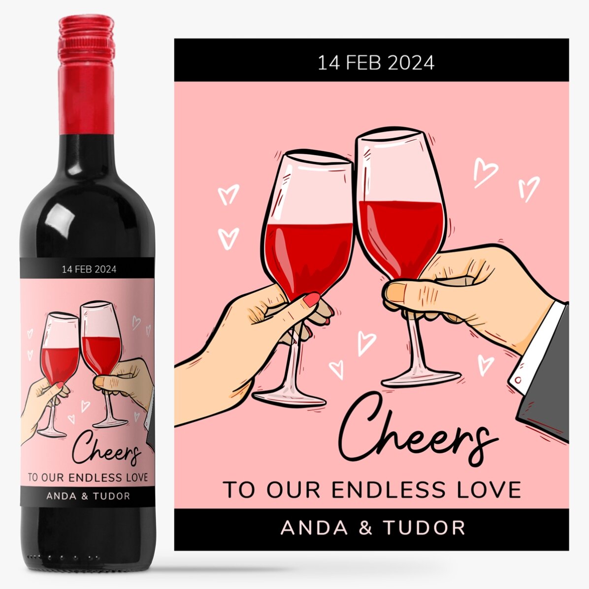 Vin personalizat cu text - Cheers to our love