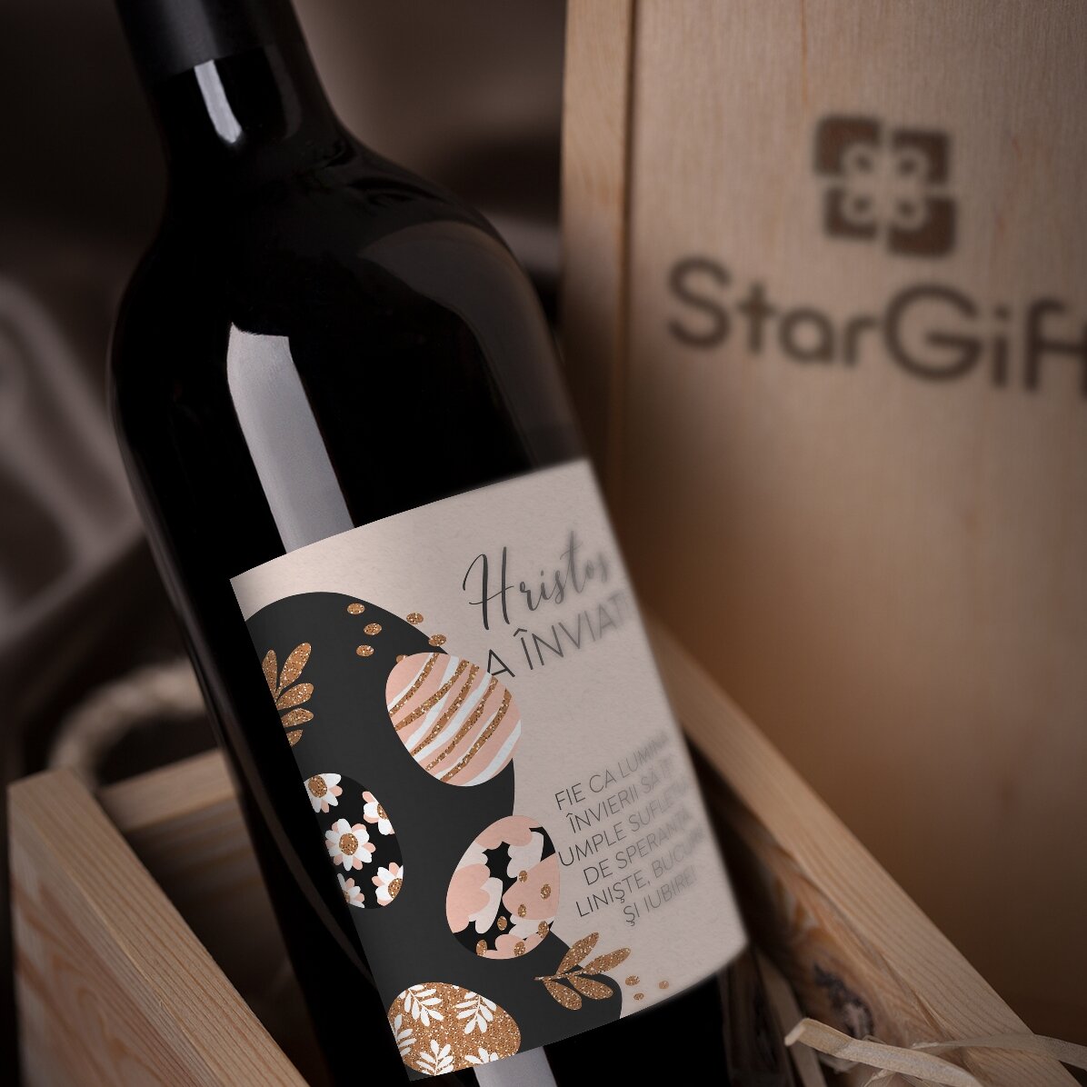 Vin personalizat cu text - Easter eggs