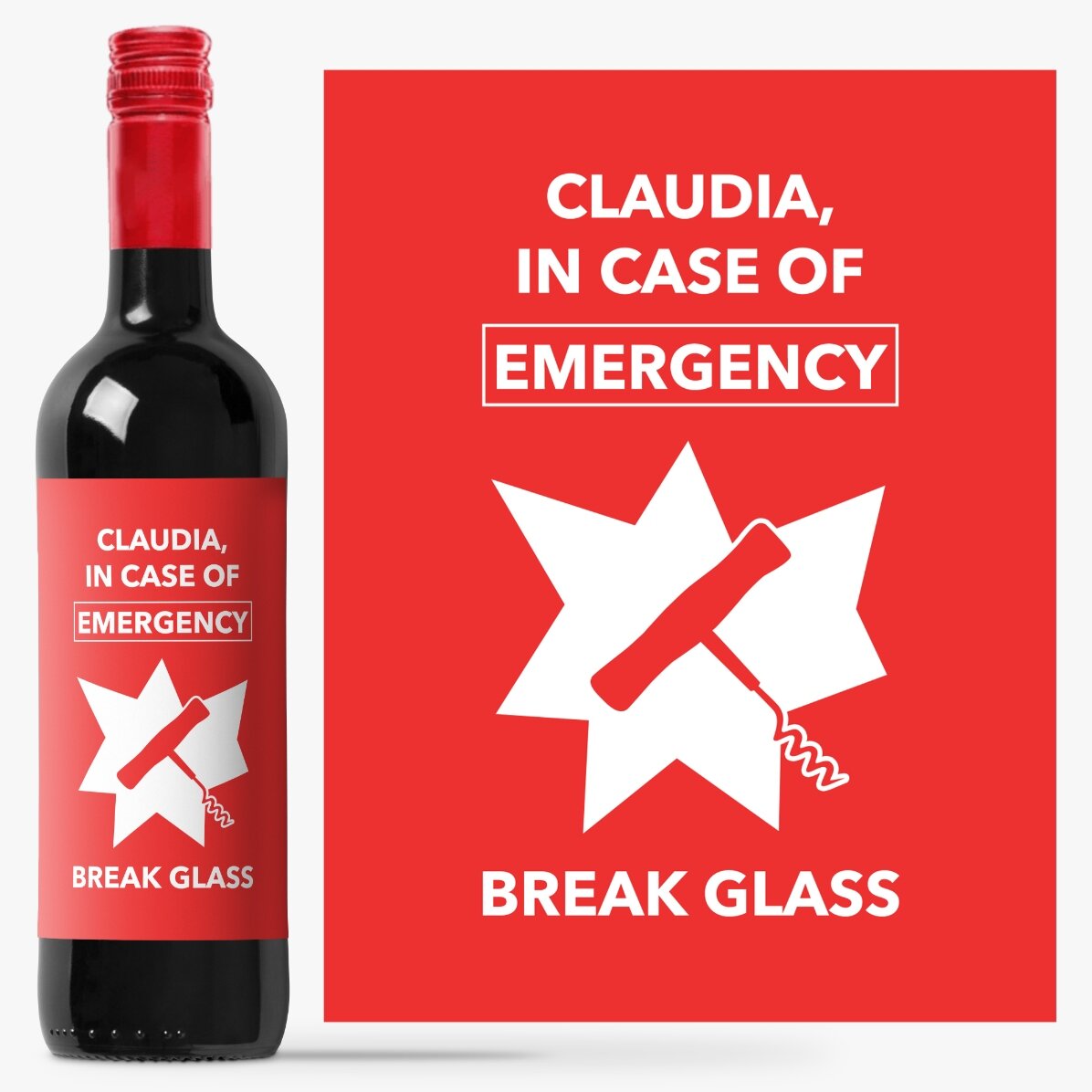 Vin personalizat cu text - Emergency