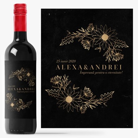 Vin personalizat cu text - Flori Aurii