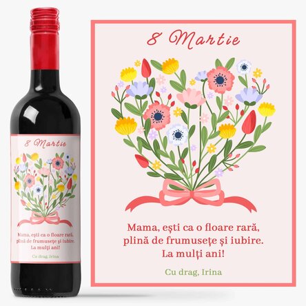 Vin personalizat cu text - Flori