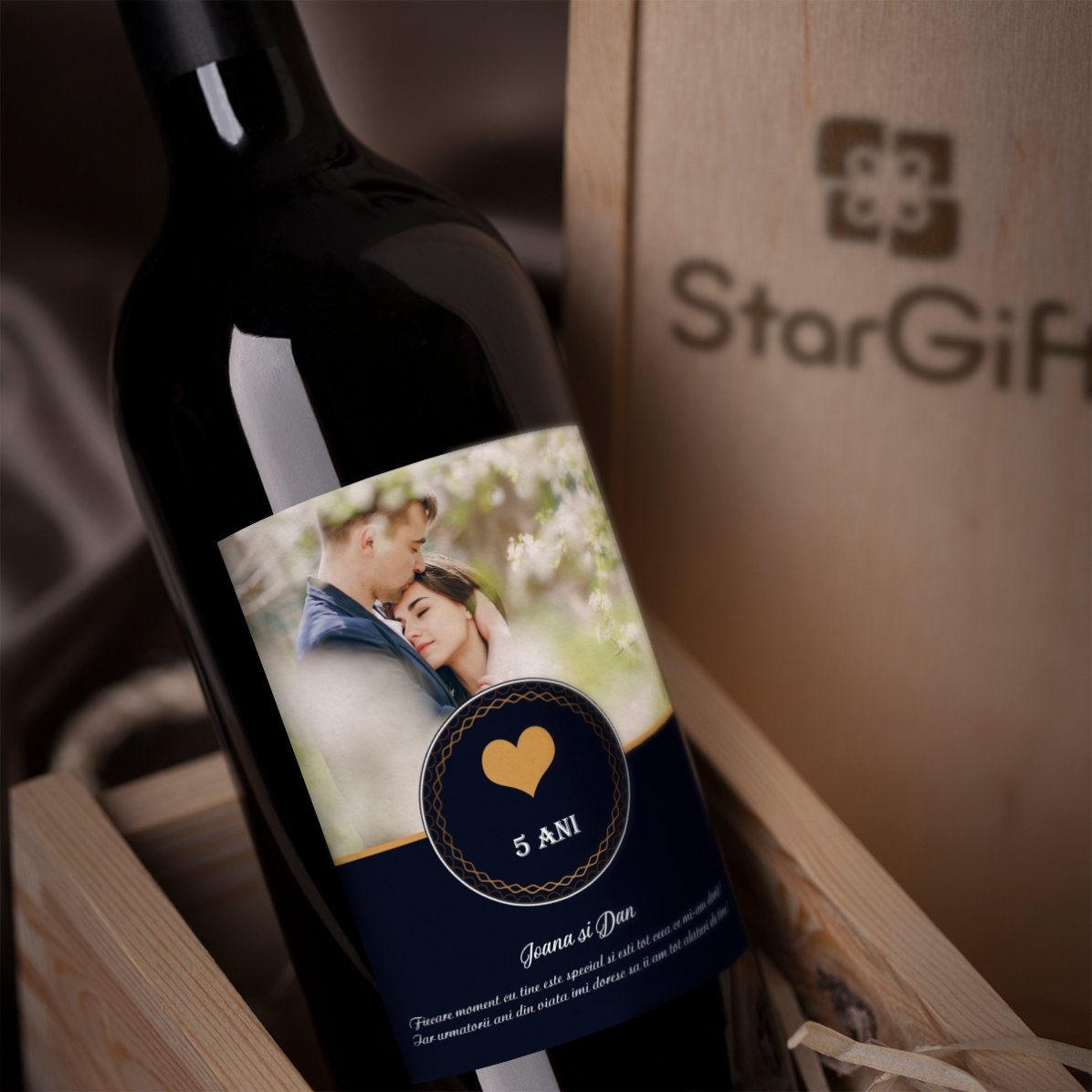 Vin personalizat cu poză și text - Momente