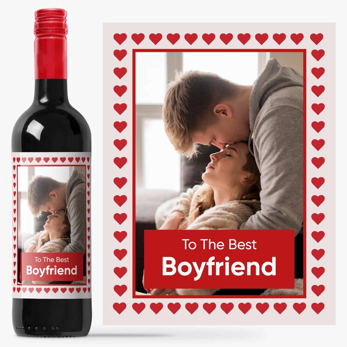 Vin personalizat cu text și o poză - Hearts