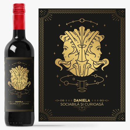 Vin personalizat cu text și zodie - Gemeni