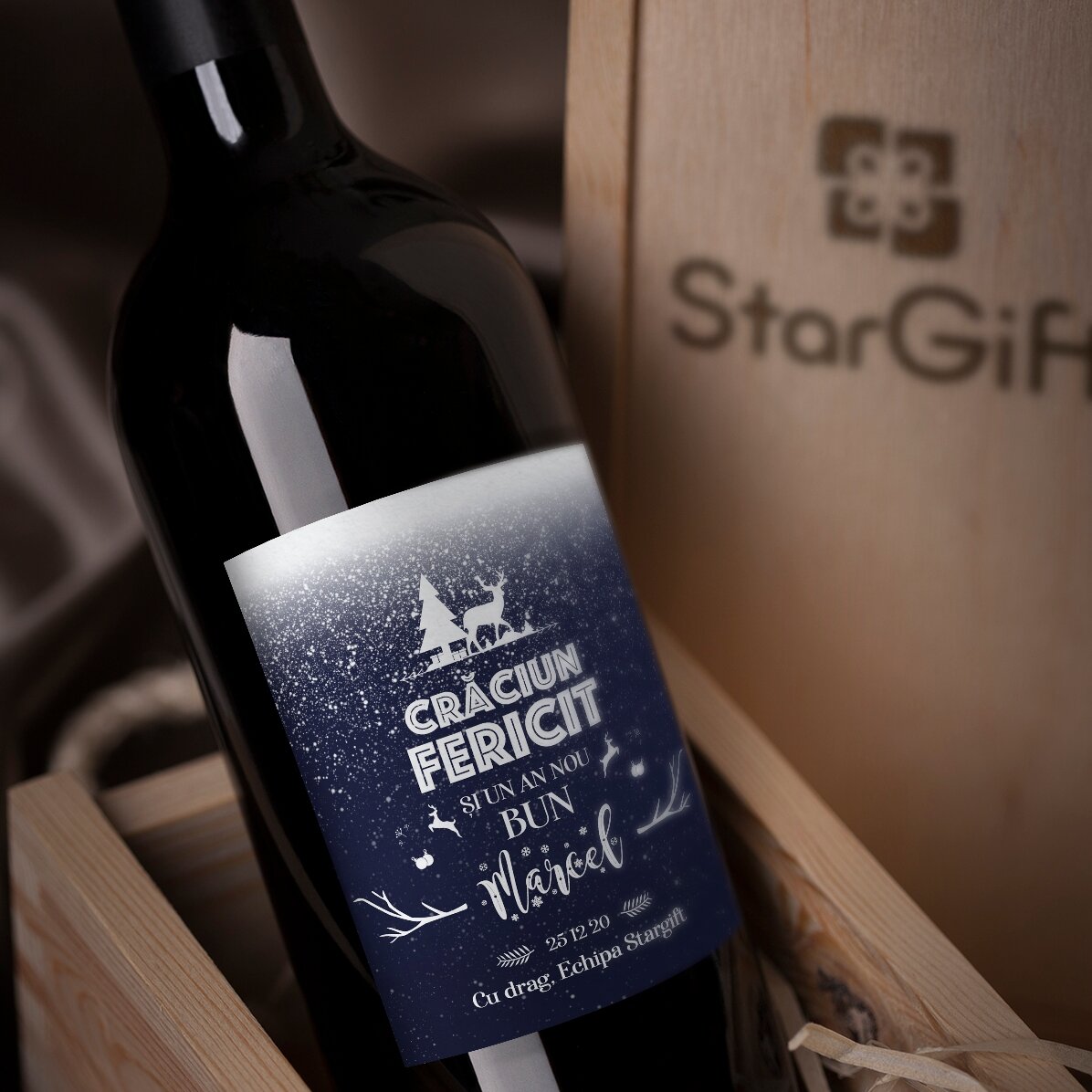 Vin personalizat cu text - Snowing night
