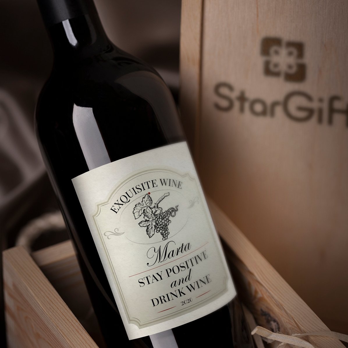 Vin personalizat cu text - Stay positive and drink wine